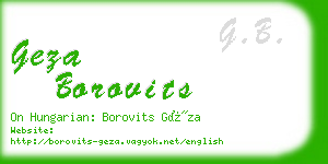 geza borovits business card